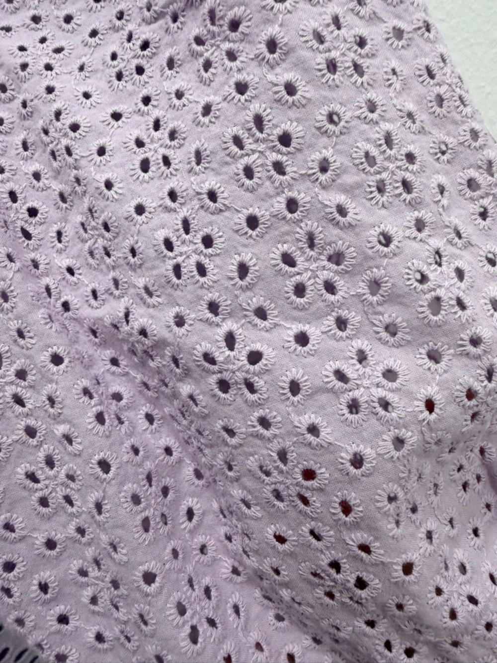 H&M Lilac Eyelet Embroidered Puff Sleeve Mini Dress Square Neck 100%Cotton SizeM - Picture 7 of 7